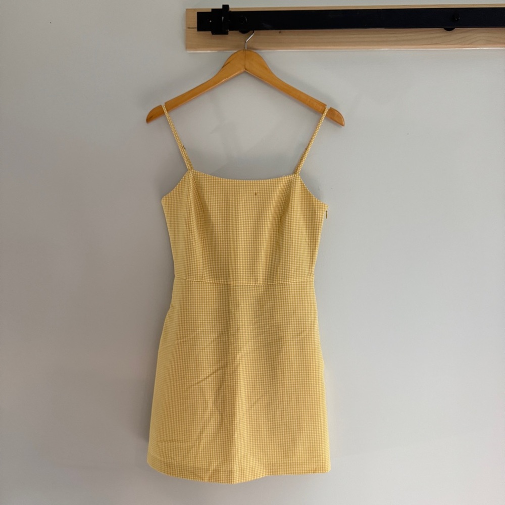 Aritzia Wilfred Yellow Gingham Isabelle Mini Dress